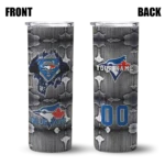 custom toronto blue jays chevron v blue gray skinny tumbler best selling.webp