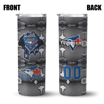 custom toronto blue jays chevron v blue gray skinny tumbler fashion forward.webp