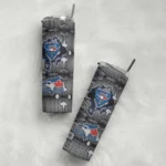 custom toronto blue jays chevron v blue gray skinny tumbler best selling.webp