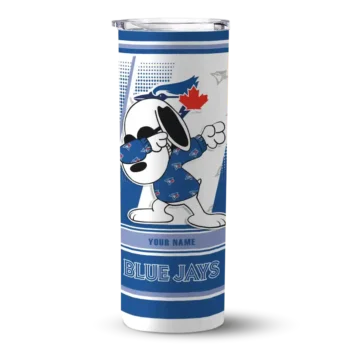 custom toronto blue jays snoopy dog blue white skinny tumbler best selling.webp