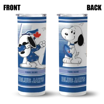custom toronto blue jays snoopy dog blue white skinny tumbler fashion forward.webp