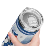 custom toronto blue jays snoopy dog blue white skinny tumbler best selling.webp