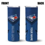 custom toronto blue jays spiral burst print blue skinny tumbler best selling.webp