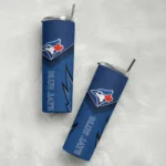 custom toronto blue jays spiral burst print blue skinny tumbler best selling.webp
