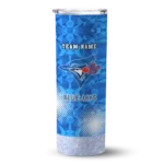 custom toronto blue jays starburst tiles blue skinny tumbler best selling.webp