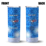 custom toronto blue jays starburst tiles blue skinny tumbler best selling.webp