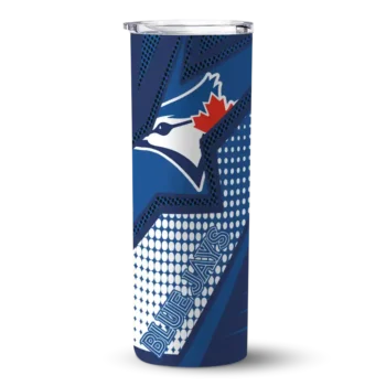 custom toronto blue jays web stripes blue white skinny tumbler best selling.webp