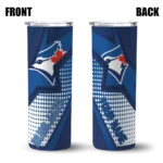 custom toronto blue jays web stripes blue white skinny tumbler best selling.webp