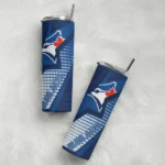 custom toronto blue jays web stripes blue white skinny tumbler best selling.webp
