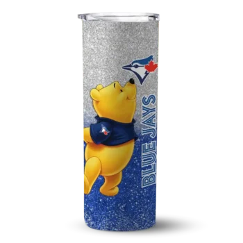 custom toronto blue jays winnie the pooh blue gray skinny tumbler best selling.webp