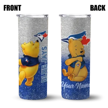 custom toronto blue jays winnie the pooh blue gray skinny tumbler fashion forward.webp