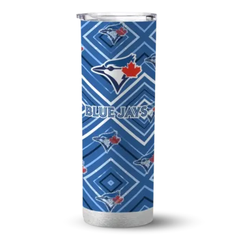 custom toronto blue jays zipper leopard blue skinny tumbler best selling.webp