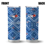 custom toronto blue jays zipper leopard blue skinny tumbler best selling.webp