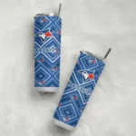 custom toronto blue jays zipper leopard blue skinny tumbler best selling.webp
