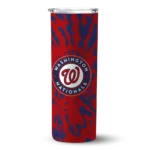 custom washington nationals metallic grid red skinny tumbler best selling.webp