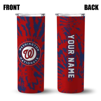 custom washington nationals metallic grid red skinny tumbler fashion forward.webp