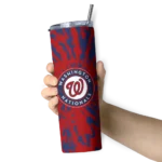 custom washington nationals metallic grid red skinny tumbler best selling.webp