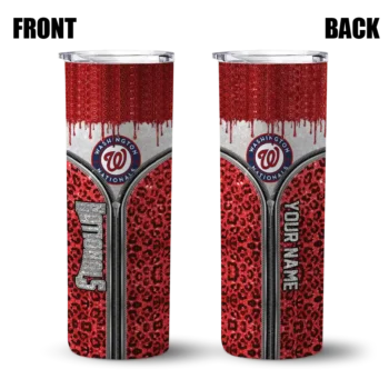 custom washington nationals sparkle drip red skinny tumbler fashion forward.webp