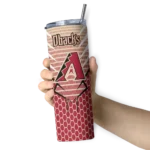 customized arizona diamondbacks chevron stripes red skinny tumbler best selling 1.webp