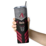 customized arizona diamondbacks hexagon honeycomb red black skinny tumbler best selling 1.webp
