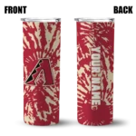 customized arizona diamondbacks metallic grid red skinny tumbler best selling.webp