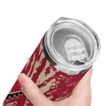 customized arizona diamondbacks metallic grid red skinny tumbler best selling.webp