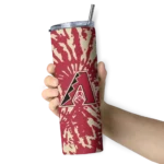 customized arizona diamondbacks metallic grid red skinny tumbler best selling.webp
