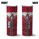 customized arizona diamondbacks sparkle drip red skinny tumbler best selling 1.webp