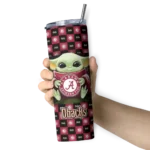 customized arizona diamondbacks yoda cozy red black skinny tumbler best selling.webp
