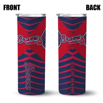 customized atlanta braves camo texture navy skinny tumbler fashion forward.webp