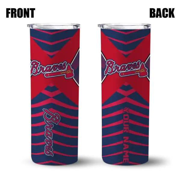 customized atlanta braves camo texture navy skinny tumbler fashion forward.webp