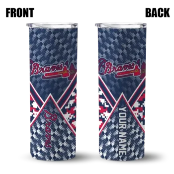 customized atlanta braves monogram burst navy white skinny tumbler fashion forward.webp