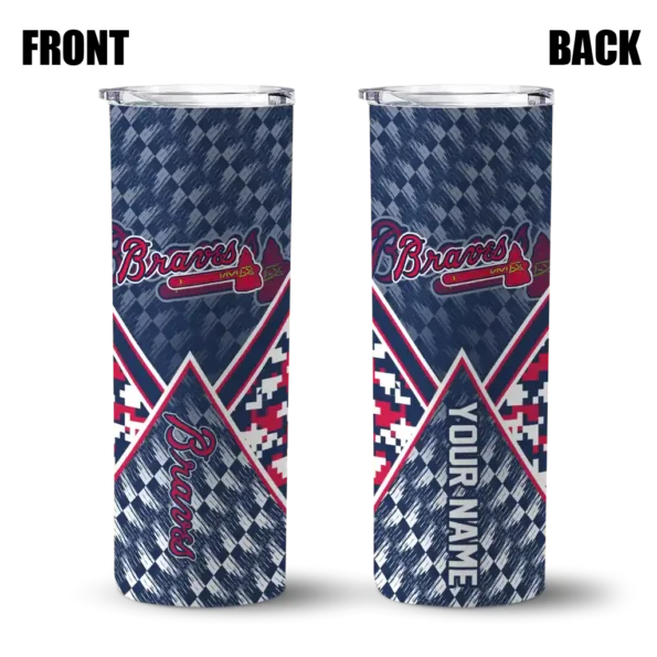 customized atlanta braves monogram burst navy white skinny tumbler fashion forward.webp