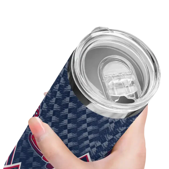 customized atlanta braves monogram burst navy white skinny tumbler high quality.webp