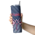 customized atlanta braves monogram burst navy white skinny tumbler best selling 1 4.webp