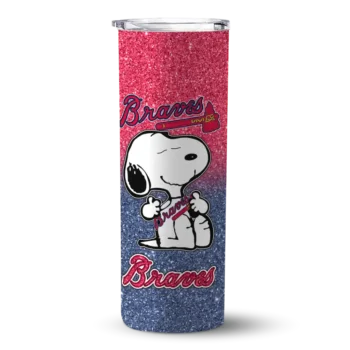 customized atlanta braves snoopy attitude navy skinny tumbler best selling.webp