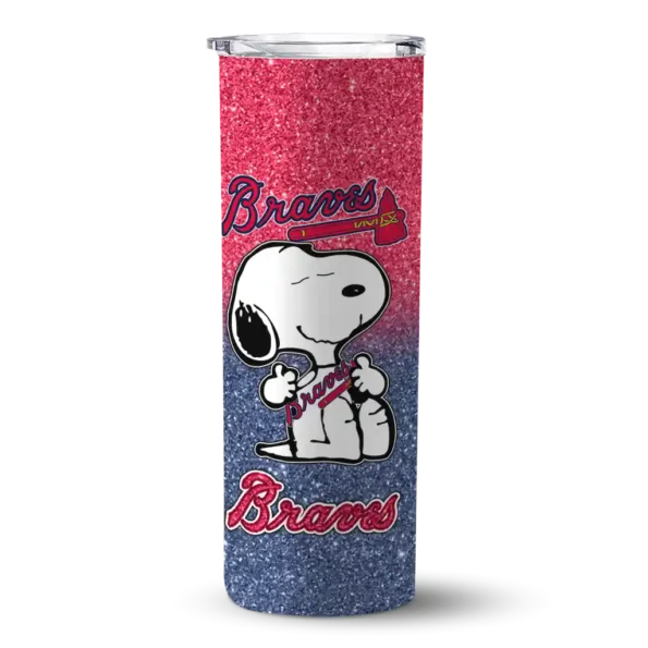 customized atlanta braves snoopy attitude navy skinny tumbler best selling.webp