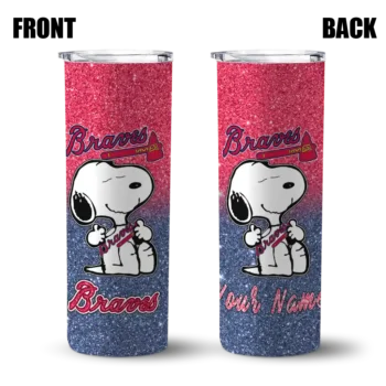 customized atlanta braves snoopy attitude navy skinny tumbler fashion forward.webp