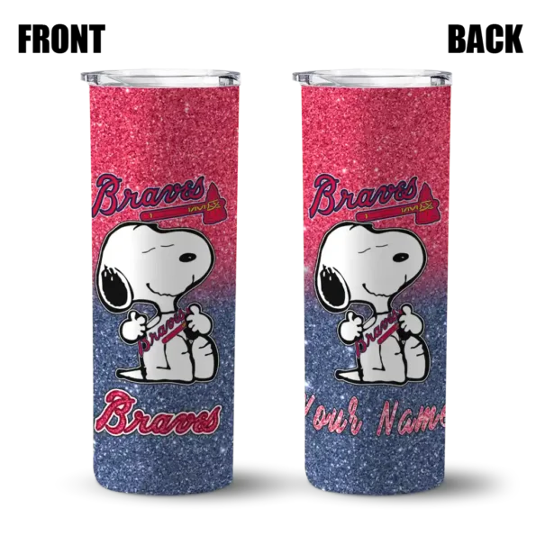 customized atlanta braves snoopy attitude navy skinny tumbler fashion forward.webp