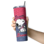customized atlanta braves snoopy attitude navy skinny tumbler best selling.webp