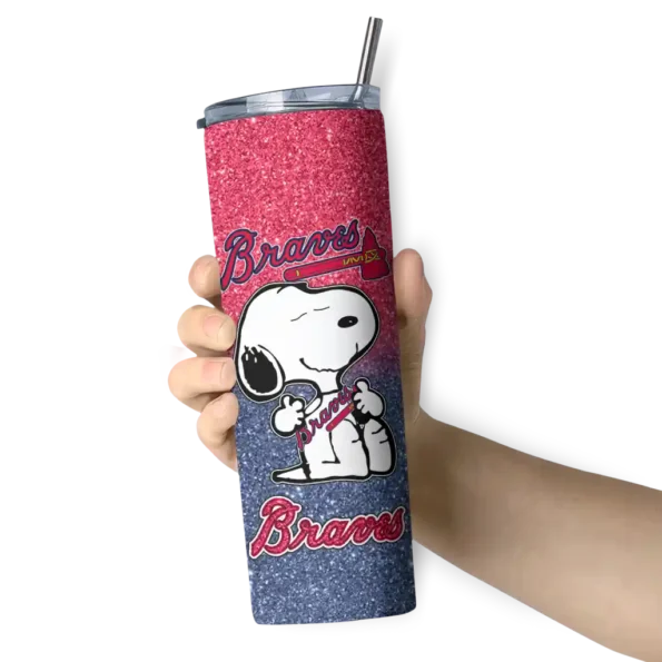 customized atlanta braves snoopy attitude navy skinny tumbler premium grade.webp