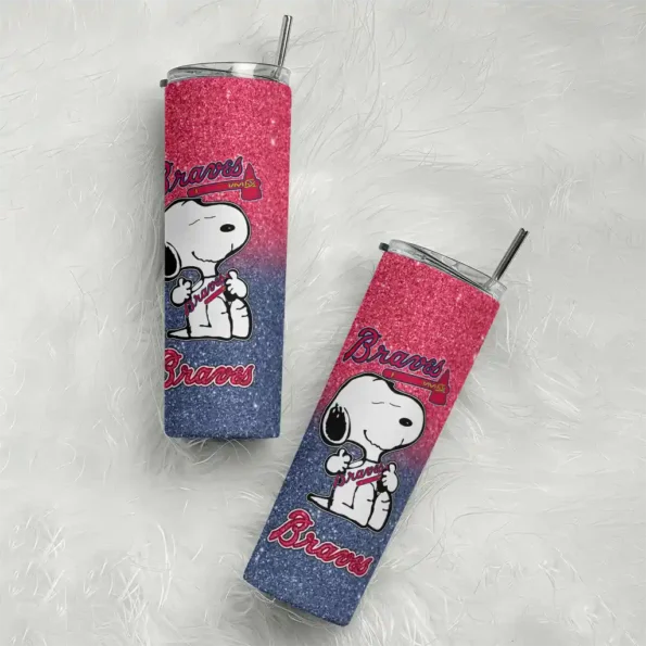 customized atlanta braves snoopy attitude navy skinny tumbler top rated.webp