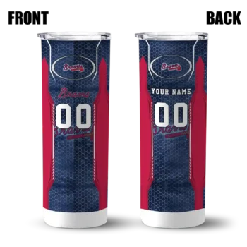 customized atlanta braves stacked diamond navy skinny tumbler fashion forward.webp