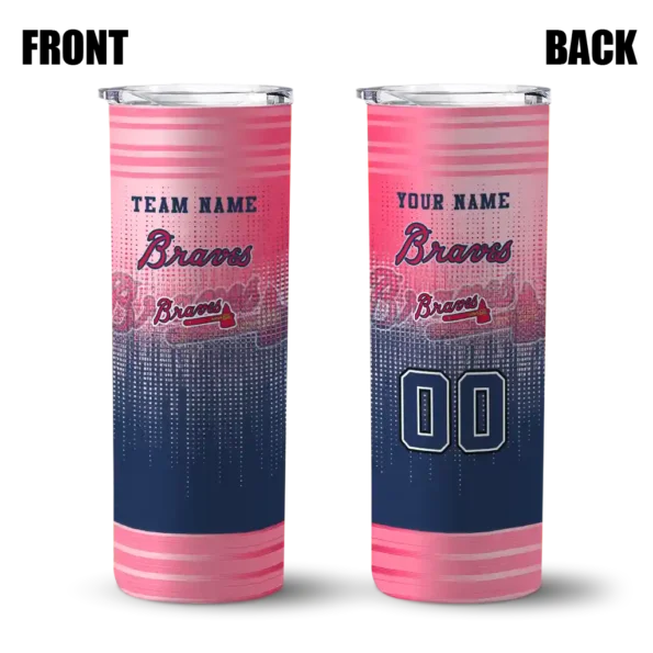 customized atlanta braves swirl texture navy skinny tumbler fashion forward.webp