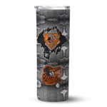 customized baltimore orioles chevron v orange gray skinny tumbler best selling.webp