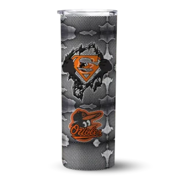 customized baltimore orioles chevron v orange gray skinny tumbler best selling.webp