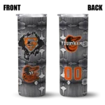 customized baltimore orioles chevron v orange gray skinny tumbler best selling.webp