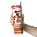 customized baltimore orioles snoopy dog orange white skinny tumbler best selling 1.webp