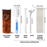 customized baltimore orioles spiral burst print orange skinny tumbler best selling.webp