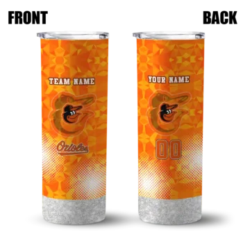 customized baltimore orioles starburst tiles orange skinny tumbler fashion forward.webp